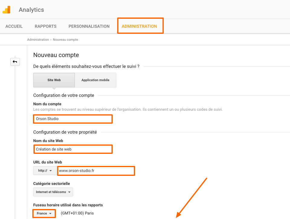 Paramétrage du compte Google Analytics comment faire