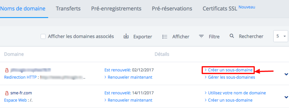 rediriger un sous domaine 1&1