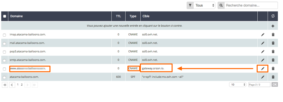 Redirection OVH étape 3