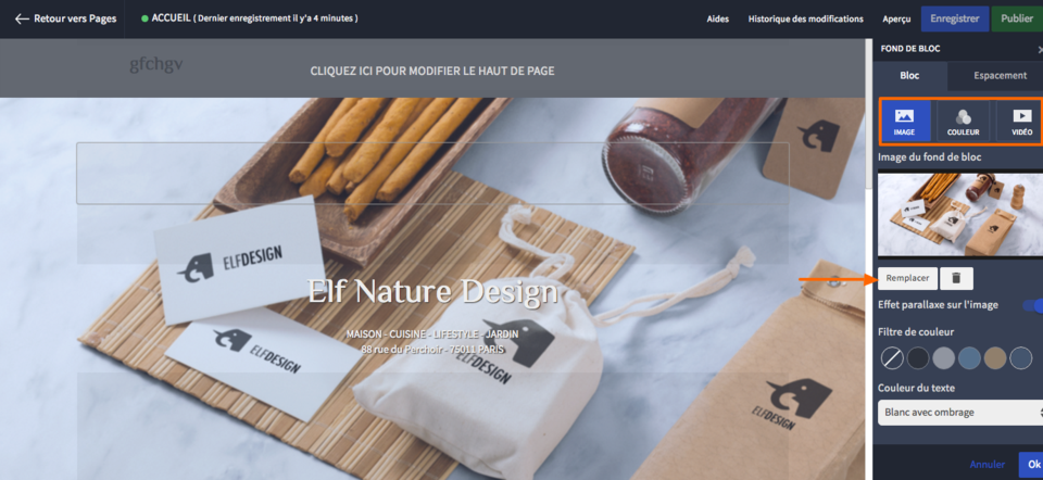 modifier le design de mon site web