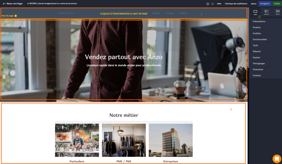 structure d'une page web sur orson