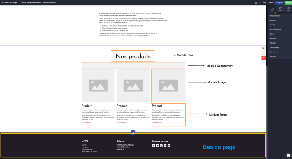 Structure d'une page web : les modules